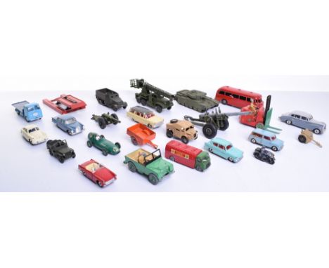 Unboxed Dinky Toys including:070 Dublo AEC Mercury Tanker, 14c Coventry Climax Fork lift (re painted red) 42b Police Motorcyc