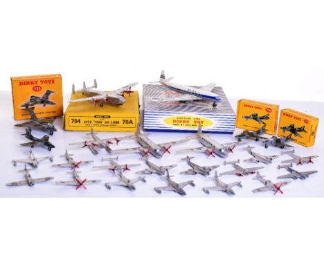 Quantity of Dinky Toys Aeroplanes including: Boxed 70A (704) Avro York Air Liner,702 D.H. Comet Airliner B.O.A.C, 734 Superma