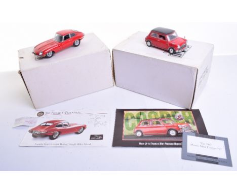 Two Franklin Mint Precision Models,The 1967 Morris Mini Cooper “S” (B11W S08) 1:24 scale and Jaguar E-Type Coupe (front headl