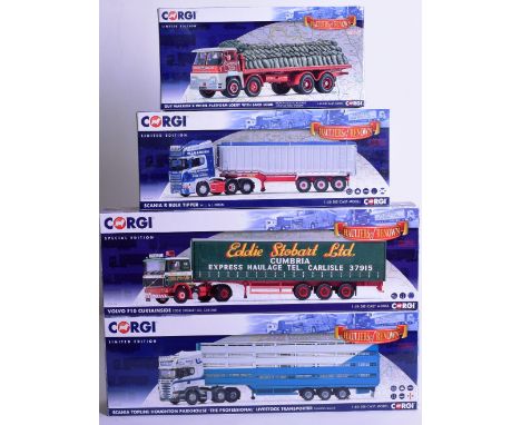 Four Corgi Hauliers of Renown Limited Edition Models, CC11705 Guy Warrior Redpath Bros Ltd,CC12914 Scania Topline Seamus Blac