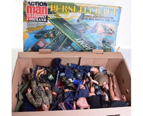Palitoy Vintage Action Man Boxed Pursuit Craft, in fair used condition, with a fair box, plus vintage and modern dolls/clothe