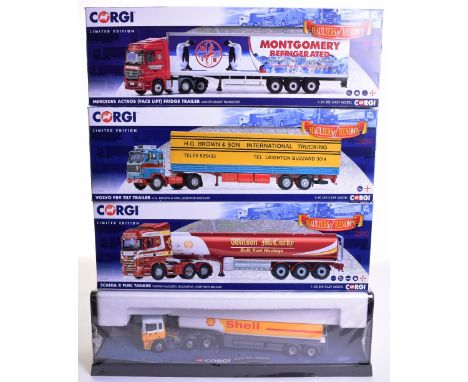 Three Corgi Hauliers of Renown Limited Edition Models,CC15603 Volvo F89 Tilt Trailer Brown & Son, CC13759 Sania R Furl Tanker