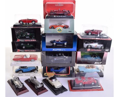 Quantity of Various 1/43 scale Diecast Toys, including Auto Art Jaguar XK SS, 3 x Brumm R107 Auto Union, R100 Bentley, R199 V