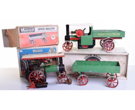 Mamod SW1 Steam Wagon and a TE1a Traction Engine, both boxed, fair condition, boxes fair, and a OW1 boxed open wagon, (3 item