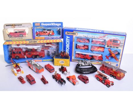 Matchbox Fire Appliances, K-67 Superkings Dodge Monaco,EM10 Fire Engine, Y-4 Shand Mason Horse Drawn fire engine, Motor city 