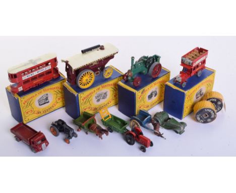 Four 1st Issue Boxed Models Of Yesteryears, Y-1  Allchin Traction Engine,Y-2 B Type Bus, Y-3 E Class Tramcar, Y-9 Fowler Show