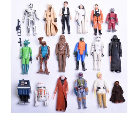 Selection of Vintage Star Wars Action Figures consisting of Luke Skywalker (Yellow hair) with damaged lightsabre, Darth Vader