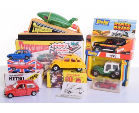 Dinky 203 Customised Range Rover, Corgi Toys James Bond Citroen 2CV, 2 x Austin Metro,419 CJ-5 Jeep, Schuco 816 Ford Capri XL