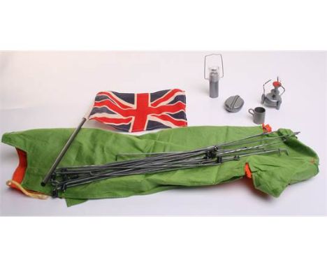 Palitoy Vintage Action Man Base Camp Set, Tent, flag, stormlamp,billycan, cooking stove, mug, mess tin in excellent original 