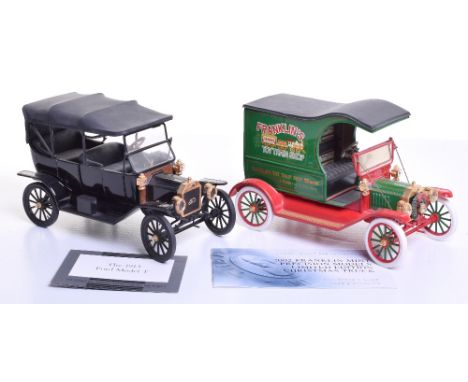 Two Franklin Mint Ford Model T  Precision Models,1913 Ford Model T Car  1:16 scale in original polystyrene box and Ford Model