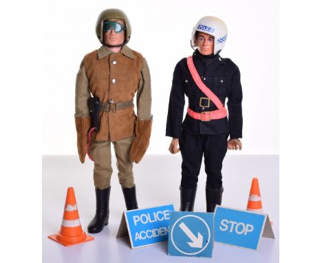 Palitoy vintage Action Man  Despatch Rider, crash helmet, goggles, jacket, riding breeches, boots, jerkin, belt, holster, Col