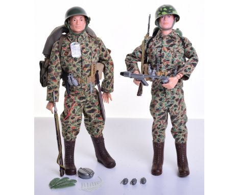 Palitoy vintage Action Man Combat Beachhead Assault/jungle Fighter on brown painted head fixed hands doll, jungle tunic and p