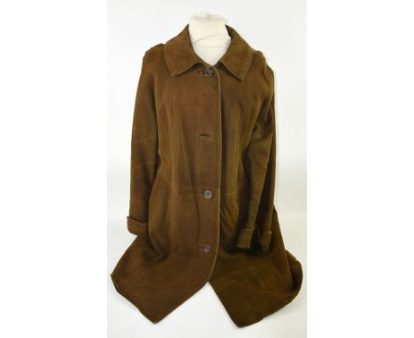  Vintage Chocolate brown suede belted coat 104cm underarm, another suede coat and a sheepskin coat Natural Fur Company ltd.  