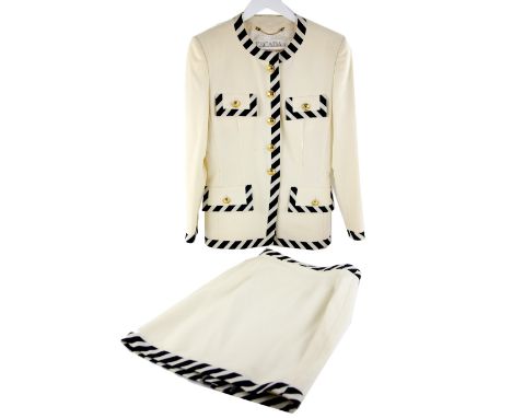 Group of branded clothing, to include Yves St Laurent, cream silk blouse, Valentino cream boucle jacket, Escade skirt suit cr