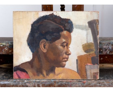 English School (mid-20th century), Portrait of a ladyoil on artist's board, signed with monogram and dated '1945' lower right