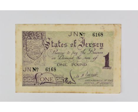 BRITISH BANKNOTE - STATES OF JERSEY - German Occupation, States of Jersey German Occupation banknote One Pound (JN248), seria