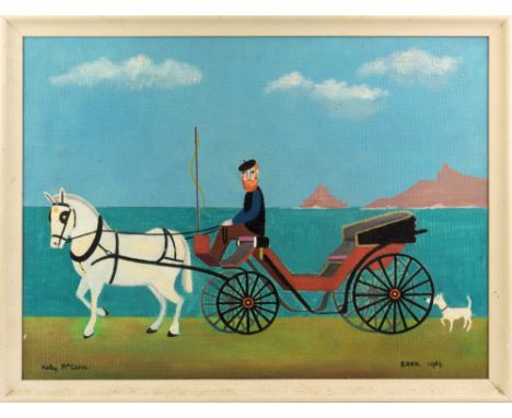 Molly McCann (British, 1913-2005), Sark carriage - Usual driver please, A portrait of John Perrée driving his carriage, with 