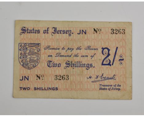 BRITISH BANKNOTES - STATES OF JERSEY - German Occupation, States of Jersey Occupation banknote, denomination Two Shillings (J