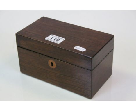 Georgian Mahogany Two Compartment Tea Caddy with Key, 19cms long