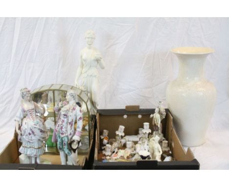 Large collection of vintage Ceramics to include; figurines, Noritake, Delft, large vase, Plaster Classical figurine, Lamp etc