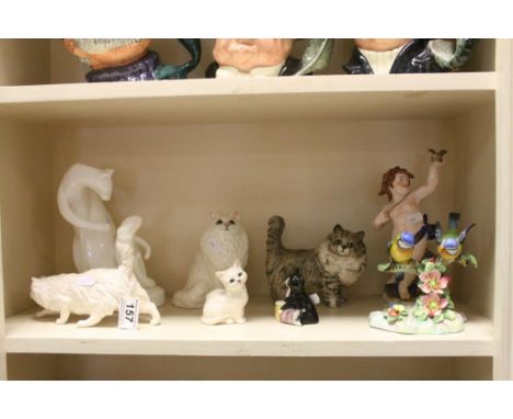 Collection of vintage ceramics to include Beswick &amp; Royal doulton Cats, Royal Adderley Blue Tits etc