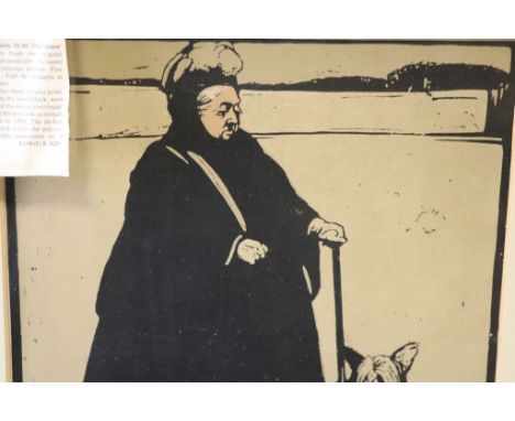 After William Nicholson (1872 - 1949) Woodcut Print, Queen Victoria, framed and glazed
