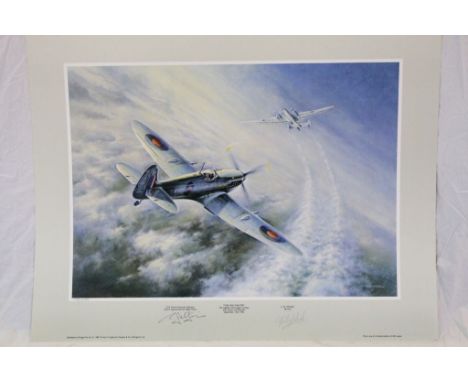 J W Mitchell Limited Edition Military Fighter Plane Print titled ' The High Fighter ' signed by the Artist and P.O. Prince Em