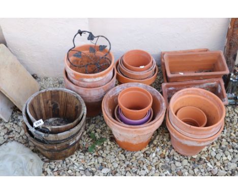 Collection of Clay, Ceramic and Wooden Garden Flower Pots, approx. 23