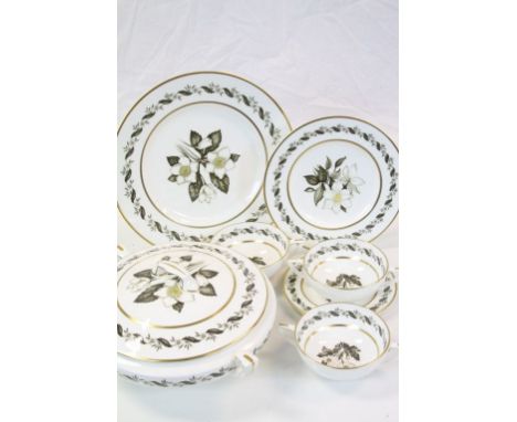 Collection of Royal Worcester dinnerware in "Bernia" pattern, to include Tureens, serving plates, dinner plates etc