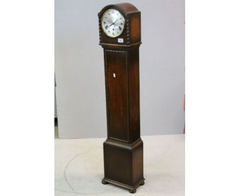 Waring &amp; Gillow 1930's / 40's Oak Cased Grandmother Clock with Silvered Dial, 132cms high