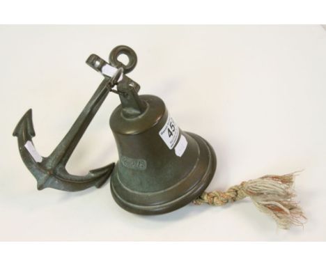 Brass Hanging Bell with Anchor Shaped Bracket