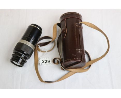 Ernst Leitz Wetzlar Elmar camera lens f= 13.5cm, 1:4.5 no. 142693 in original leather case