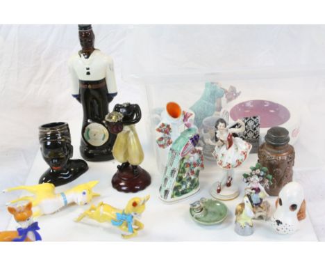 Collection of Items including Goebel Figure, Staffordshire Flatback, Three Plastic Babycham Fawns, Murano Glass Arab Figure, 