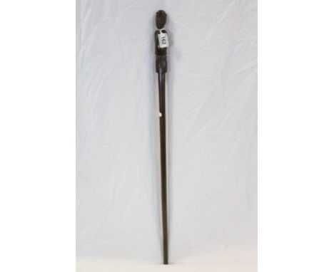 Vintage Ebony Walking stick with carved African figure, approx 84cm long