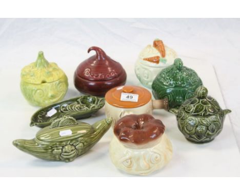 Collection of mainly Sylvac ceramic "Face" pots to include; Cole Slaw, Bread, Parsley &amp; Piccalilli etc