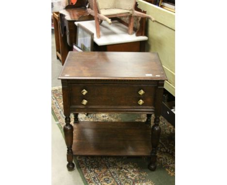 Early 20th century Oak Canteen of Cutlery Table, the Two Drawers, mostly fitted with Waring Silver Plate Cutlery but also som