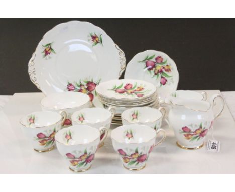 Royal Standard ' Fantasy ' Floral Pattern Tea Set copmprising 6 Tea Cups,6 Saucers, 6 Tea Plates, Sandwich Plate, Milk Jug an