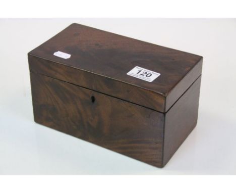 Georgian Mahogany Two Compartment Tea Caddy with Key, 22cms long