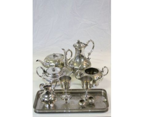 Collection of white metal &amp; vintage Silver plate to include teaset, goblets etc