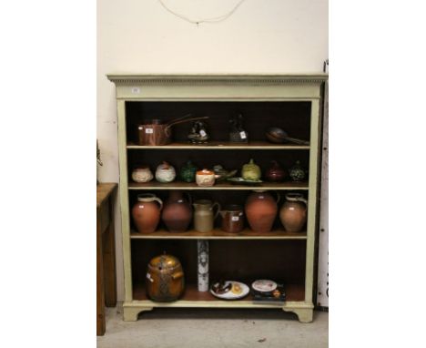 Antique Open Bookcase fitted with Three Adjustable Shelves on Bracket Feet