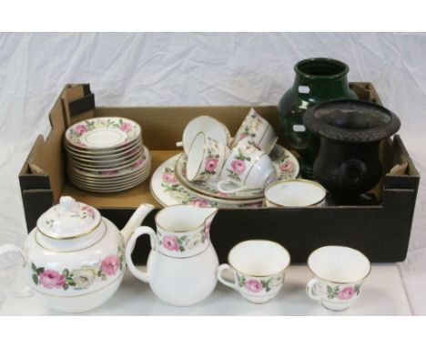Royal Worcester ' Royal Garden ' Tea Service including Tea Pot, Milk Jug, Sugar Bowl, Cake Plate, Two Sandwich Plates, 6 Tea 