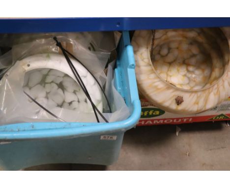 Two Tubs of Various Early to Mid 20th century Glass Light Shades