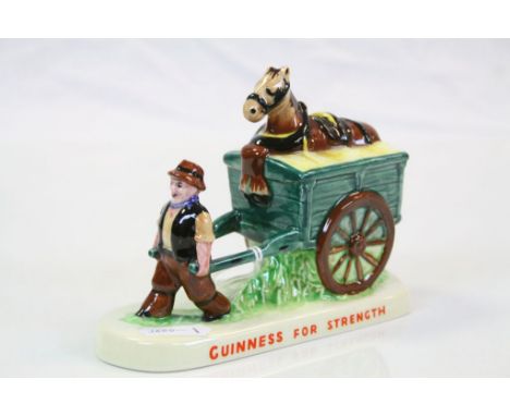 Carlton Ware "Guinness" ceramic advertising model of a Man pulling a Cart with Horse in it and marked "Guinness For Strength"