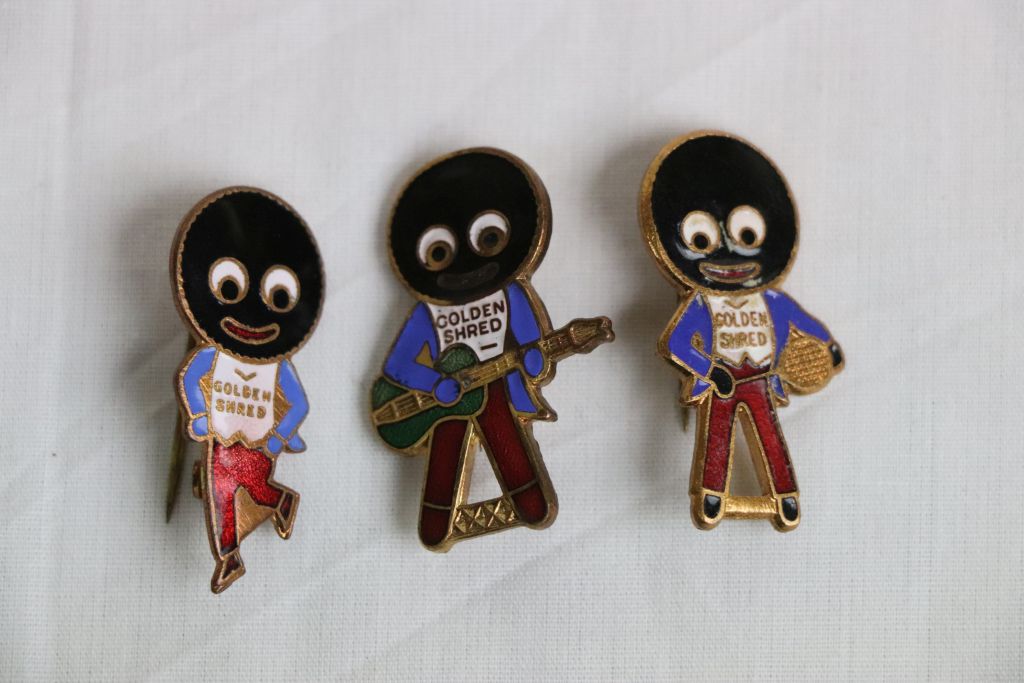 Two Vintage Fattorini Enamel Robertson Golden Shred Golly Badges