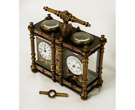 DOUBLE CLOISONNE CARRIAGE CLOCK - 13.5CMS (H) APPROX