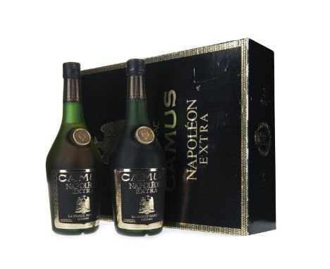 CAMUS NAPOLEON EXTRA - USSR 1980 OLYMPICS SET Cognac, France. Two full sized bottles, no strength stated. In box with special