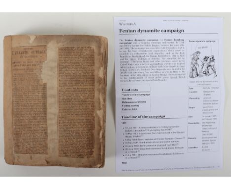 "Dynamite Outrage in London" Interesting scrap Album containing original newspaper cuttings for 1884-1885 containing much on 