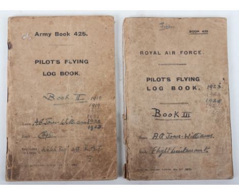 Important Pilot's Flying Log Books belonging to Captain Arthur Gordon Jones-Williams with Eleven Confirmed Victories in World