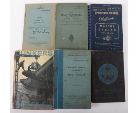 Small Collection of Aviation Manuals etc., includes Lion Aero Engine, Hart Aeroplane, Junkers und die Weltluftfahrt c.1933 et