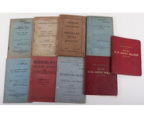 Nice Collection of Original Aircraft Manuals, WWI &amp; Later, includes Napier "Lion" Aero Engine Instruction Book Ministry o